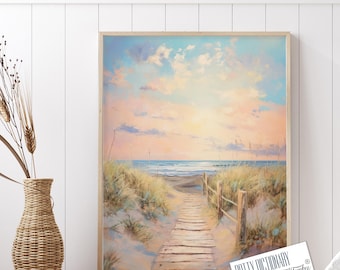 Modern Coastal Art Print, Beach Path Wall Art, Paintings of the Sea, Beach dunes, nautical style home, Beach Scenes, Beachscape picture