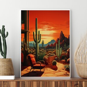 Mid Century Modern Desert Sunset Art Print, Southwestern Decor image 4