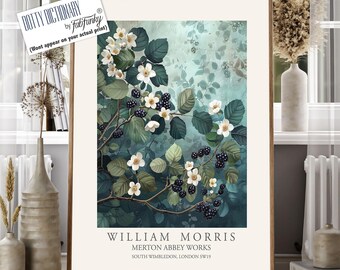 William Morris Style Blackberry Bush Print, Vintage Botanical Wall Art