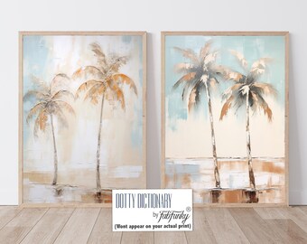 Stampe giclée di palme della Florida, quadri da parete con tema spiaggia e costa, set da 2