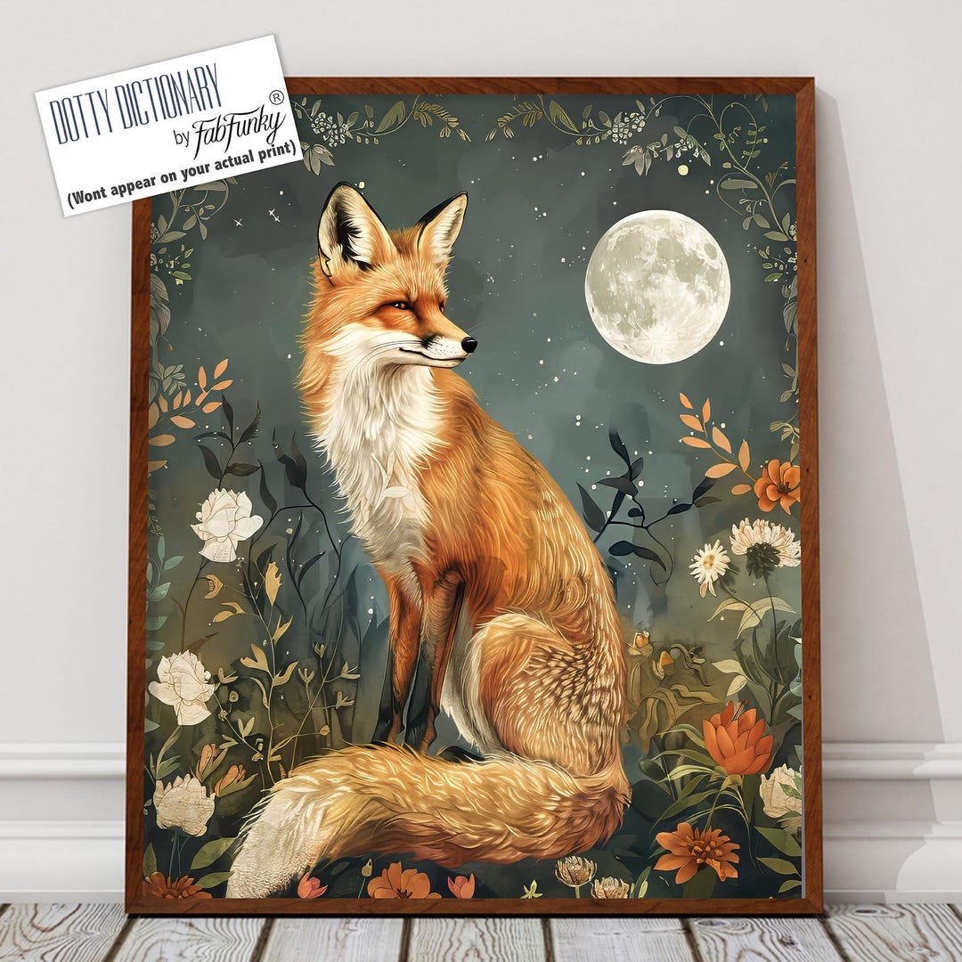 William Morris Fox Art Print, Botanical Woodland Animal Poster - Etsy