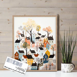 Scandinavian Houses, Scandi style Wall art, Nordic Home decor, Scandinavian Village, Colourful houses, Swedish Kitchen Wall art, Nordic Art