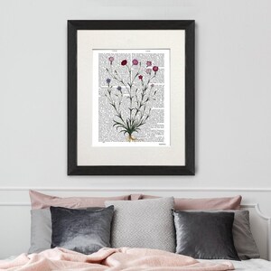 French bedroom decor, Pink Carnation drawing, Dictionary print, Botanical prints, Flower wall art, Floral artwork, Mothers day gift for her