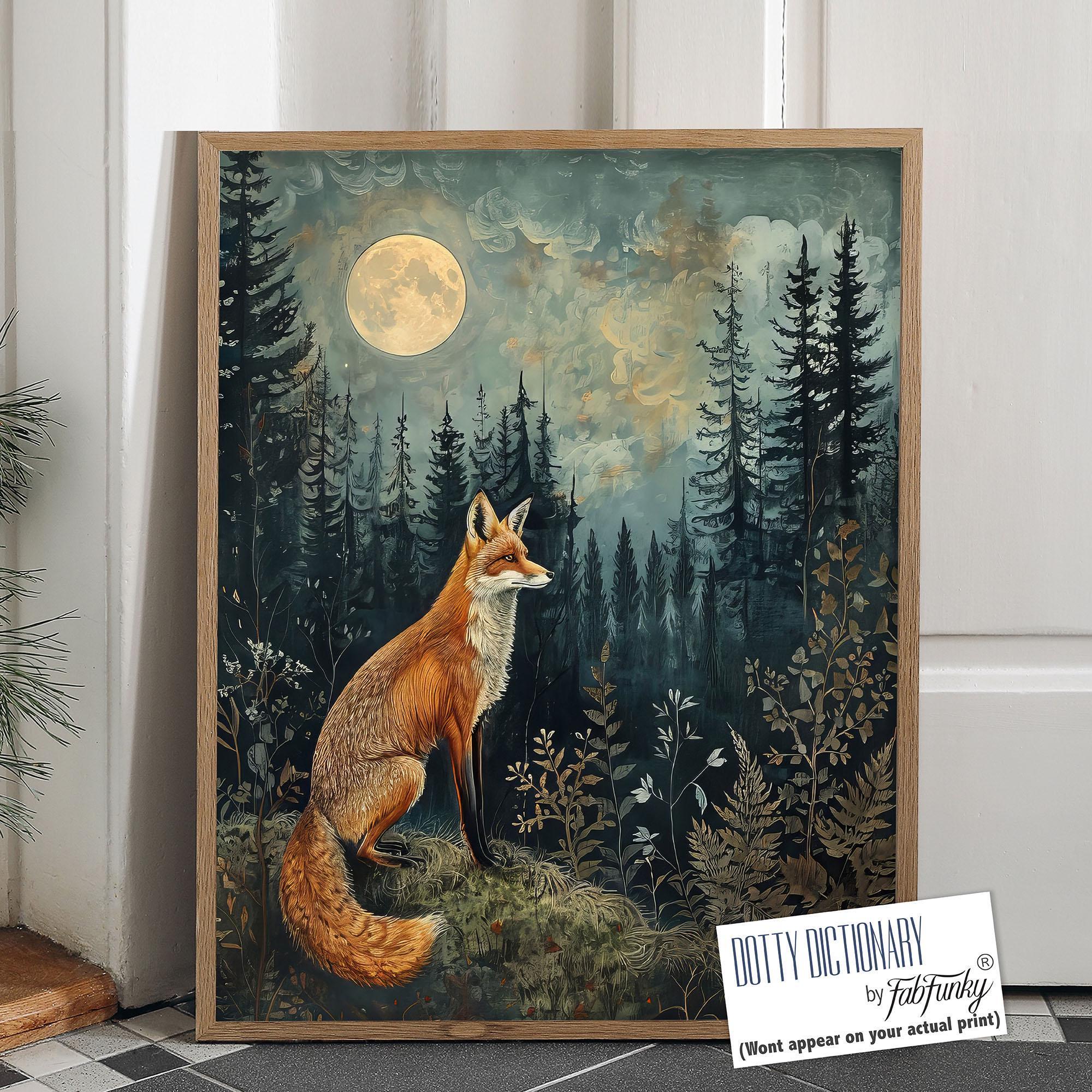 William Morris Style Fox Art Print, Botanical Woodland Animal