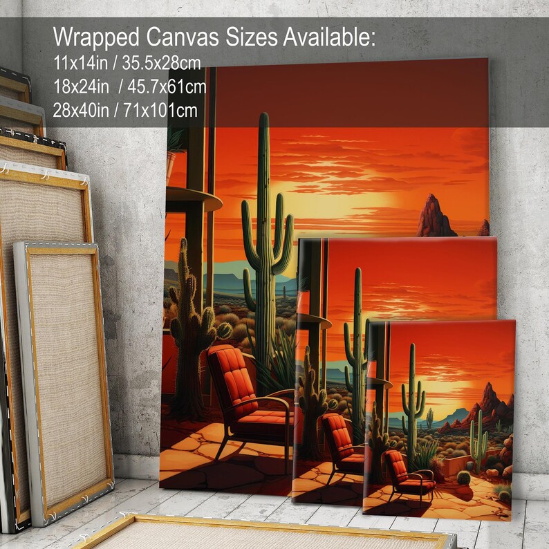 Mid Century Modern Desert Sunset Art Print, Southwestern Decor image 8