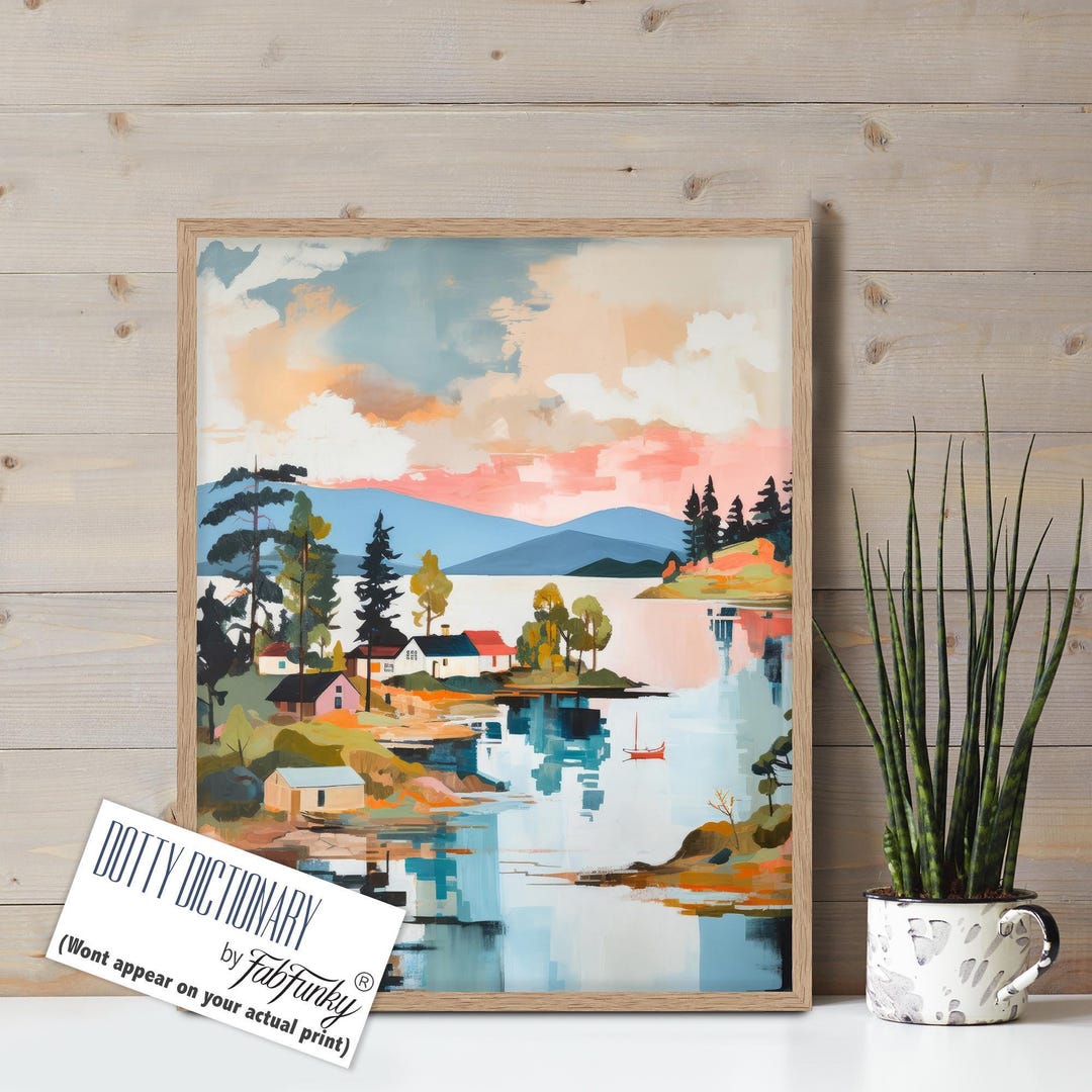 Modern Lake House Decor, Cabin Wall Art, Mountain Art Prints, Man Cave ...