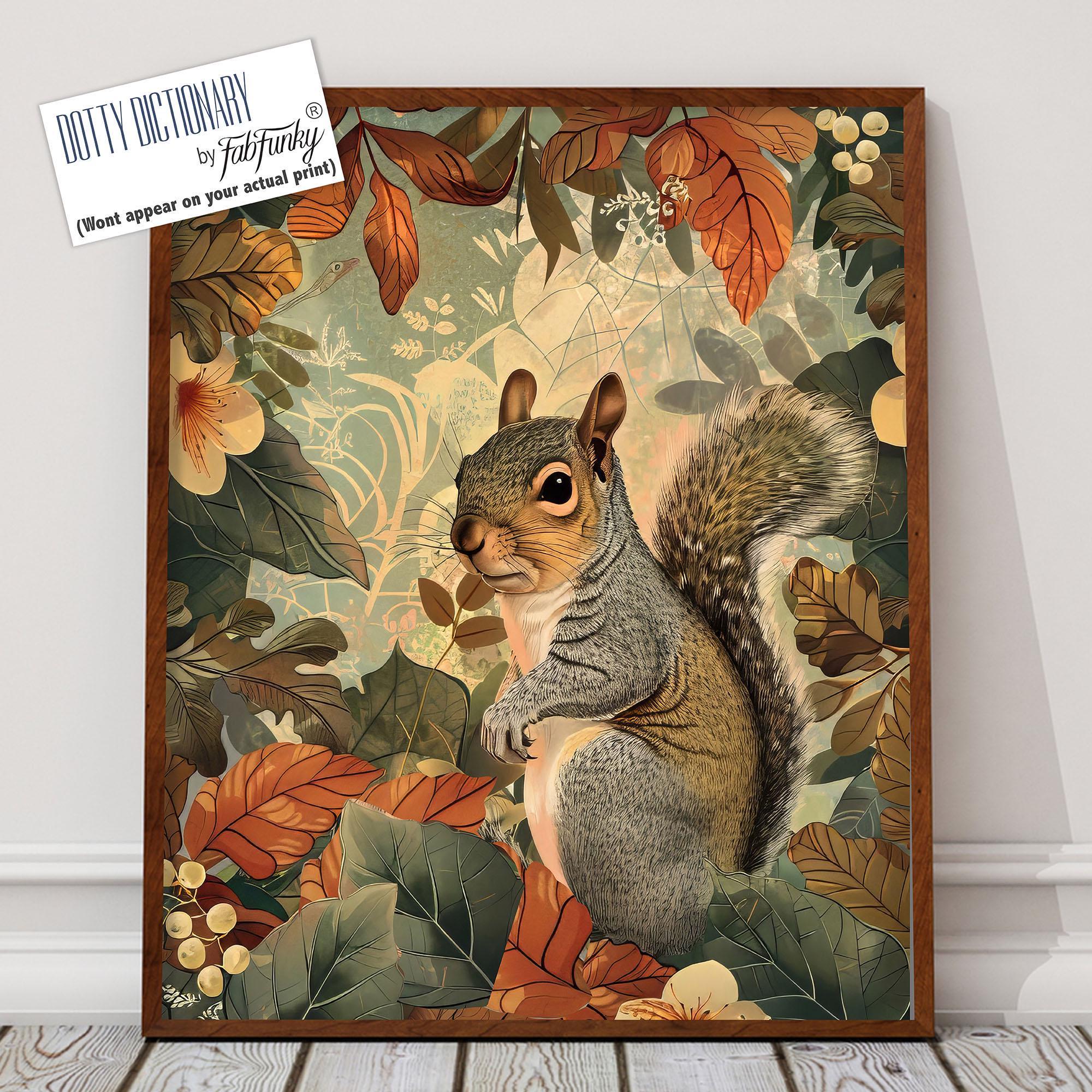 Squirrel Art Print, William Morris Style Floral Decor - Etsy