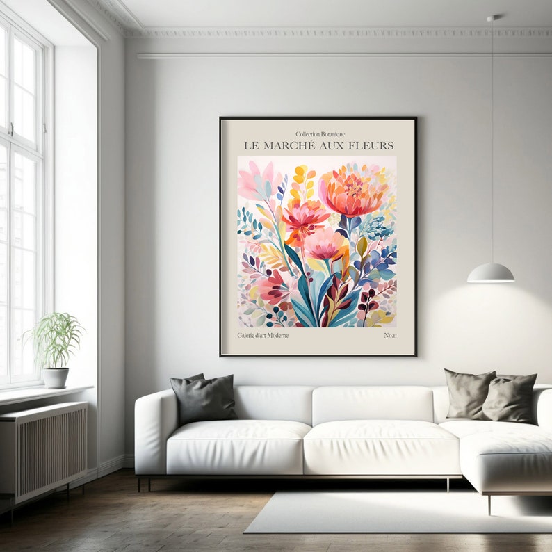 Flower Market print, modern botanical wall art for summer style, boho flower art, floral art poster, DIGITAL DOWNLOAD, Colourful decor image 5