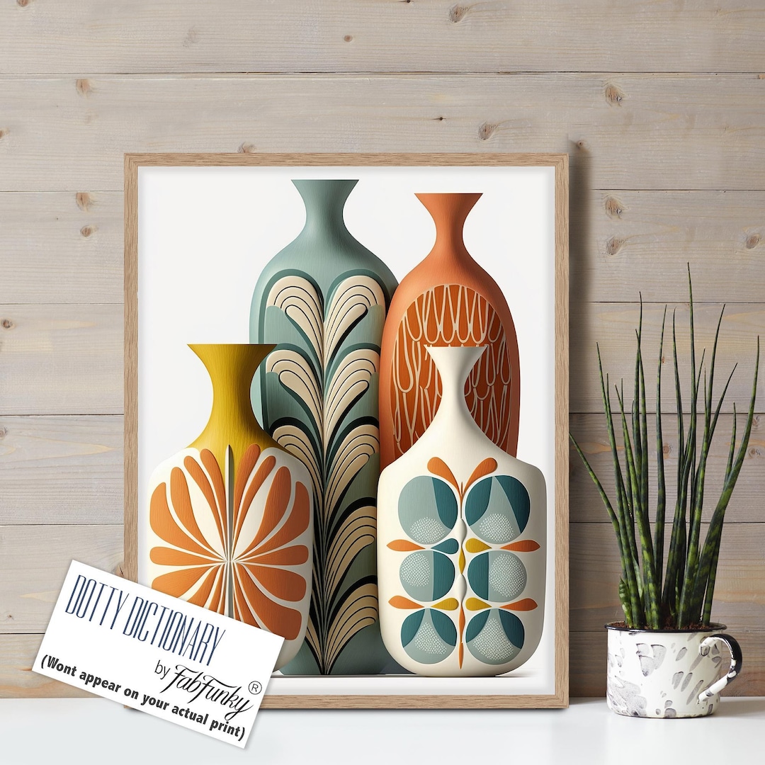 Mid Century Modern Vase Art Print, Scandi Style, Earth Tones - Etsy