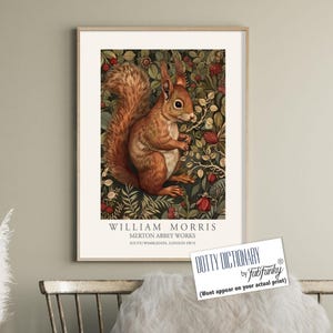 William Morris Style Red Squirrel Botanical Print