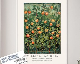 William Morris Style Apple Tree Print, Vintage Botanical Wall Art