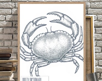 Blue Crab Art Print, Coastal Home Decor, Maryland Wall Art