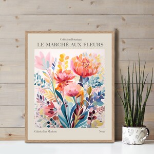 Flower Market print, modern botanical wall art for summer style, boho flower art, floral art poster, DIGITAL DOWNLOAD, Colourful decor image 4