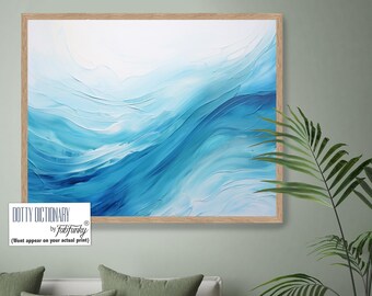 Abstract Wave Art Print, Blue Coastal Giclée, Nautical Home Decor