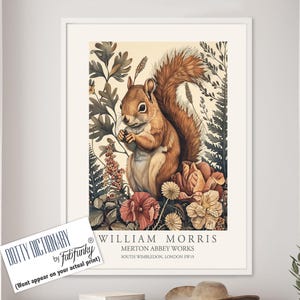 William Morris Style Red Squirrel Botanical Art Print