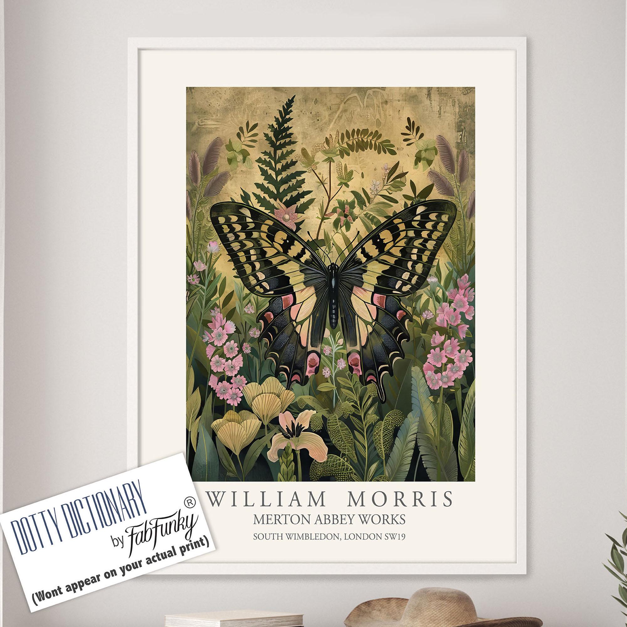 Butterfly Print, William Morris Style Illustration, Golden William ...