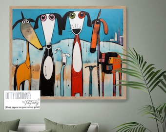 Funky Beach Dogs Art Print, Colorful Modern Coastal Decor - Etsy