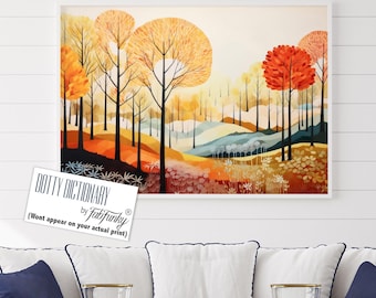 Forest Art Print, Scandinavian Style Nature Wall art, Nordic Forest Poster, Forest Prints, Modern Forest Landscape Painting, lakehouse decor