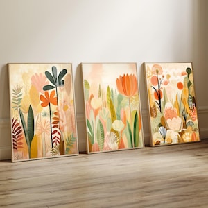 Tropical Botanical Print Set, Earth Tone Gallery Wall Art