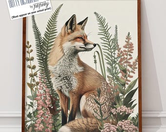 William Morris Style Fox Art Print, Botanical Woodland Animal Poster