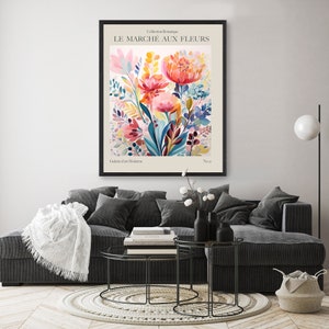 Flower Market print, modern botanical wall art for summer style, boho flower art, floral art poster, DIGITAL DOWNLOAD, Colourful decor image 6