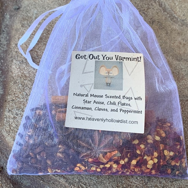 Get out Varmint Natural Mouse Repellent Scented Bags with Star Anise, Chili Flakes, Cinnamon, Cloves, and Peppermint | Natural