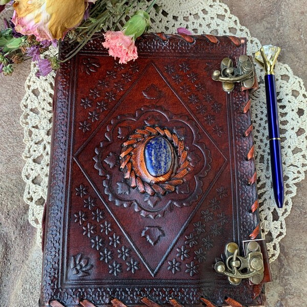 Lapis Leather Journal, leather Bound Journal, Lapis Book, Notebook,Diary, Planner,Lapis Lazuli Journal,Genuine Leather