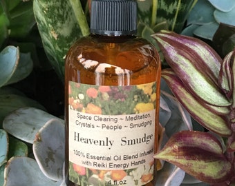 Heavenly Smudge Spray, Energy Clearing,Meditation Spray,Smudge Spray, Psychic Protection Spray,Essential Oil Smudge,Smokeless, Reiki Charged