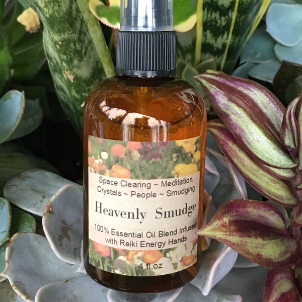 Heavenly Smudge Spray, Energy Clearing,Meditation Spray,Smudge Spray, Psychic Protection Spray,Essential Oil Smudge,Smokeless, Reiki Charged