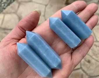 Angelite,Heal With Your Angels,Angelite Stone,Angelite Wand, Healing Crystal, Angelic Communication,Anhydrite , Blue angelite Point, 45-55mm