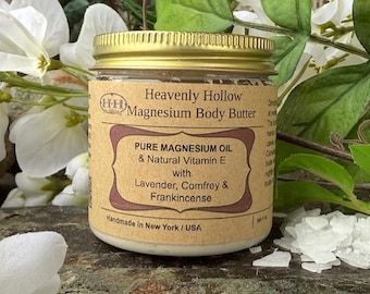 Magnesium Whipped Body Butter | Organic Magnesium Lotion with Comfrey & Frankincense | Support, and Relief, Natural Skincare 4 oz