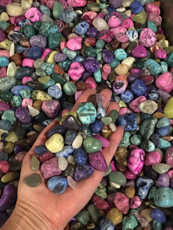 Rocks & Geodes Home Décor 1 lb Mixed Tumbled Stones Dyed and Natural ...