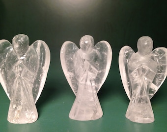 Guardian Angel,Mini Angel, Clear Quartz Crystal, 45-55 mm, (2 inches),Reiki Crystal Healing Stone,Healing Angel, Pocket Angel, Hand Carved,
