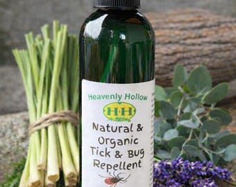 Natural Tick & Bug Repellent Spray 8oz | Essential Oil Blend Lemongrass Cedarwood Lavender Eucalyptus | Outdoor Camping Hiking Gardening