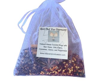 Get out Varmint Natural Mouse Repellent Scented Bags with Star Anise, Chili Flakes, Cinnamon, Cloves, and Peppermint | Natural