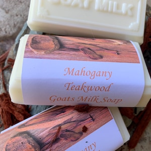 Mahogany Teakwood Goat Milk Soap: Homemade, 4 oz