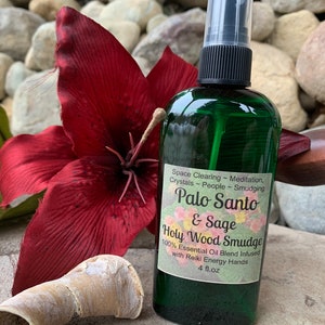 Palo Santo Sage Smudge Spray, Energy Clearing,Holy Wood, Psychic Protection Spray,Essential Oil Smudge,Smokeless,Liquid Smudge 4 oz immagine 4