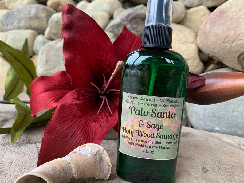 Palo Santo Sage Smudge Spray, Energy Clearing,Holy Wood, Psychic Protection Spray,Essential Oil Smudge,Smokeless,Liquid Smudge 4 oz imagem 4