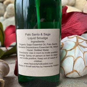 Palo Santo Sage Smudge Spray, Energy Clearing,Holy Wood, Psychic Protection Spray,Essential Oil Smudge,Smokeless,Liquid Smudge 4 oz imagem 2