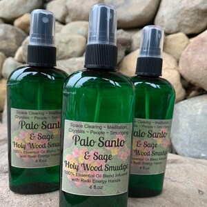 Palo Santo Sage Smudge Spray, Energy Clearing,Holy Wood, Psychic Protection Spray,Essential Oil Smudge,Smokeless,Liquid Smudge 4 oz image 3