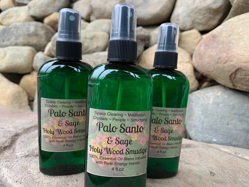 Palo Santo Sage Smudge Spray, Energy Clearing,Holy Wood, Psychic Protection Spray,Essential Oil Smudge,Smokeless,Liquid Smudge 4 oz immagine 3