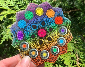 Chakra Symbols Mandala Wooden Coaster: Spiritual Home Decor
