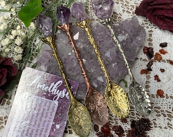 Witches Spoon | AMETHYST | Witch Spoon | Tea Spoon | Crystal Top Spoon | Retro Spoon| Altar Spoons | Apothecary Spoon | Faerie Spoons