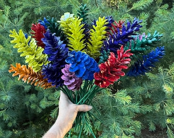 One Dozen Painted Pinecones Floral Arrangement Handpicked Pine Cones