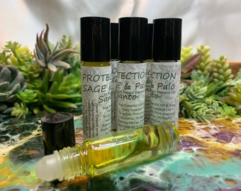 Protection Roll On, Sage & Palo Santo Roll On,Spiritual Wellbeing Oil, Energy Clearing Oil, Protection Oil