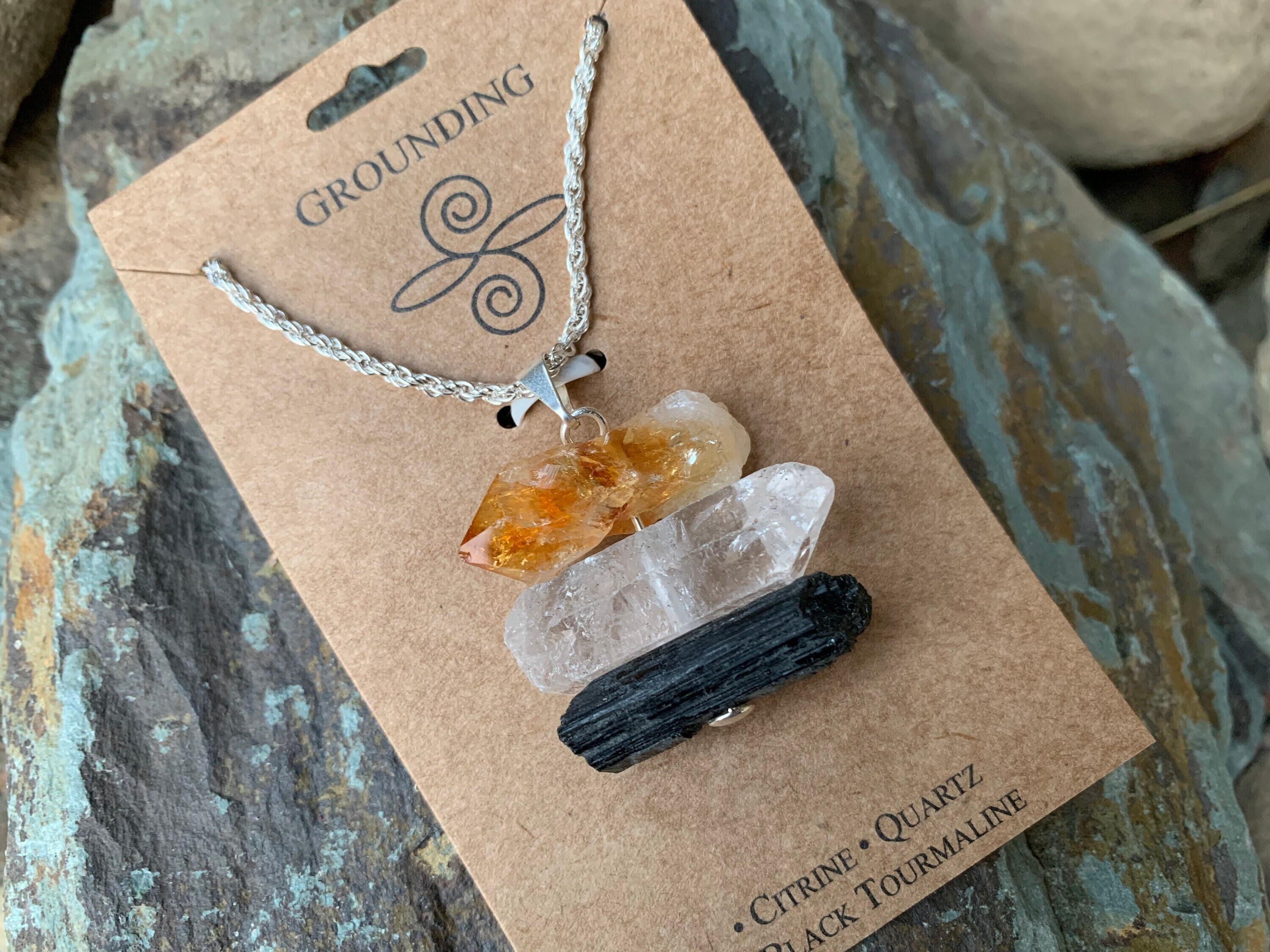 Grounding Stone Pendant Necklace Natural Citrine Natural Quartz