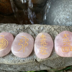 Reiki Set, Usui Reiki Set, Rose Quartz ,Reiki Set,Reiki Symbol Set,Rose Quartz 4 Pc with Pouch image 5