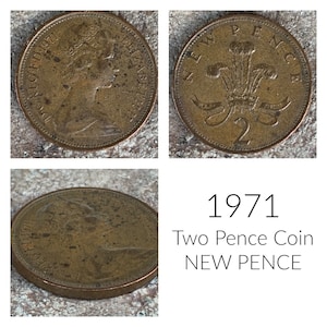 1971 New Pence Coin , Two Pence 1971 from The United Kingdom