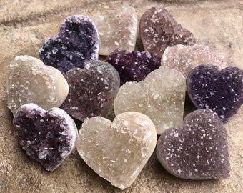 1 Amethyst Heart ,Crystal Cluster,Amethyst Uruguay Dark Purple ,Amethyst Heart ,amethyst pocket stone, February Birthstone, 1 1/2"