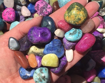 2 lb Large Mixed Tumbled Stones, VIBRANT COLOR ,Reiki Stones,Crystal Mineral Gemstones,Polished Stones,Chakra,40% off Retail